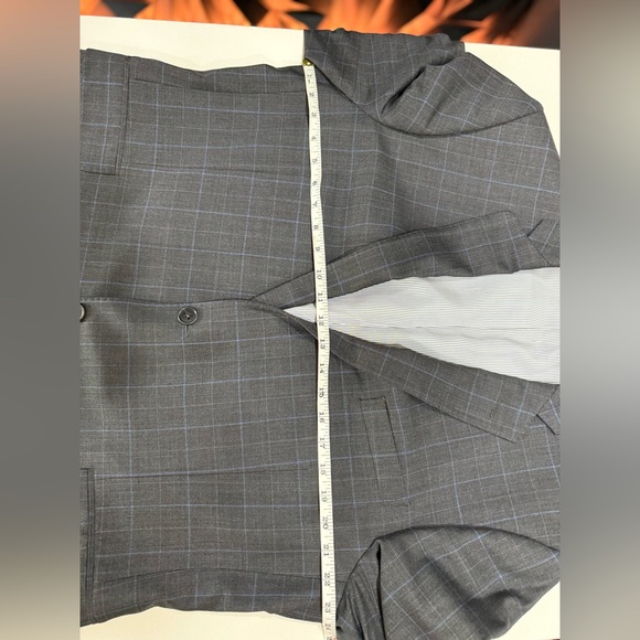Brooks Brothers Explorer Regent Fit 46R Gray Blue Windowpane Suit 38x32 - Picture 8 of 12